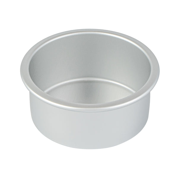 Restaurantware Met Lux Round Aluminum Straight-Sided Cake Pan - 4" X 4" X 2" - 12 Count Box