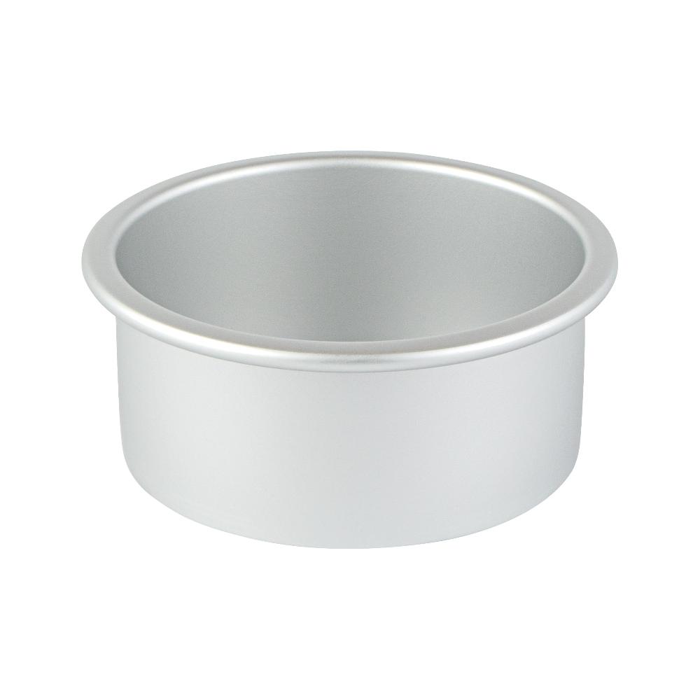restaurantware Met Lux Round Aluminum Straight-Sided Cake Pan - 4" x 4" x 2" - 12 count box
