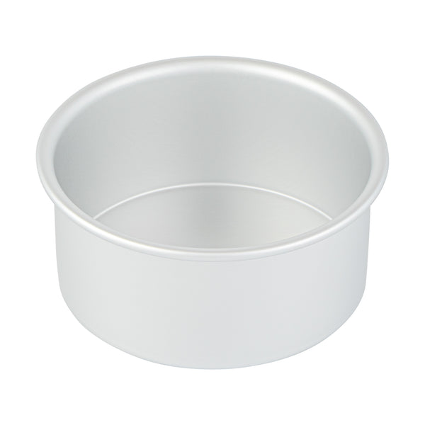 Restaurantware Met Lux Round Aluminum Straight-Sided Cake Pan - 6" X 6" X 3" - 12 Count Box