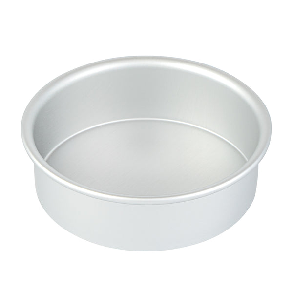 Restaurantware Met Lux Round Aluminum Straight-Sided Cake Pan - 6" X 6" X 2" - 12 Count Box