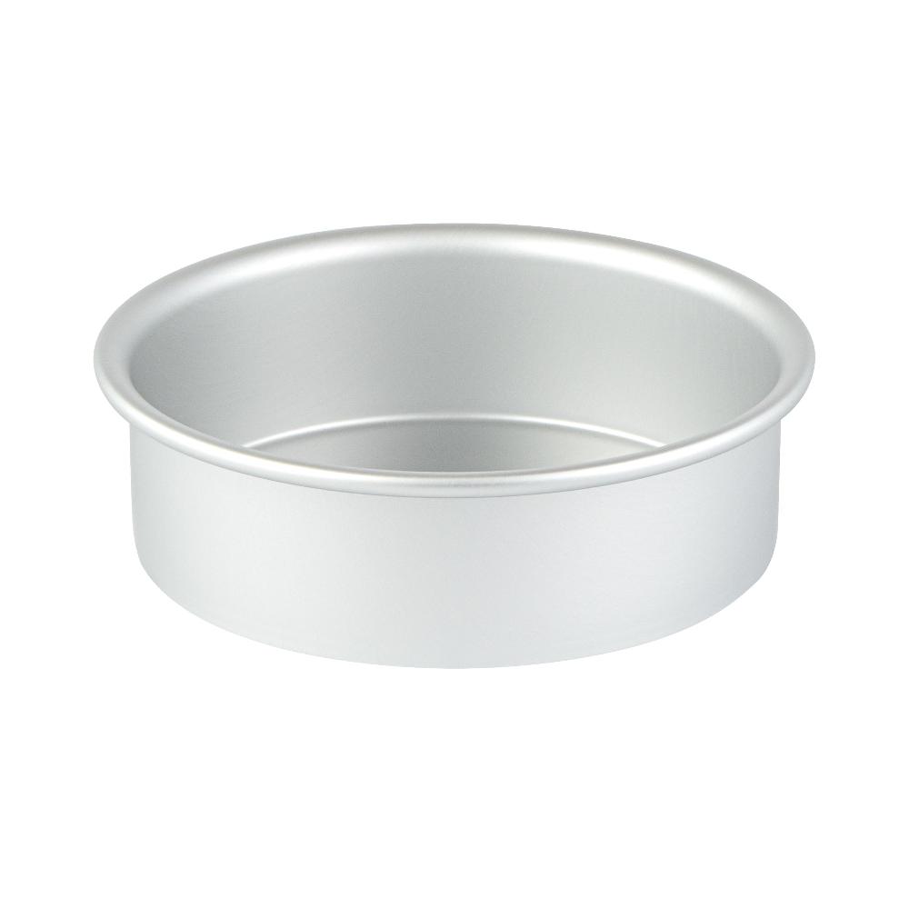 restaurantware Met Lux Round Aluminum Straight-Sided Cake Pan - 6" x 6" x 2" - 12 count box