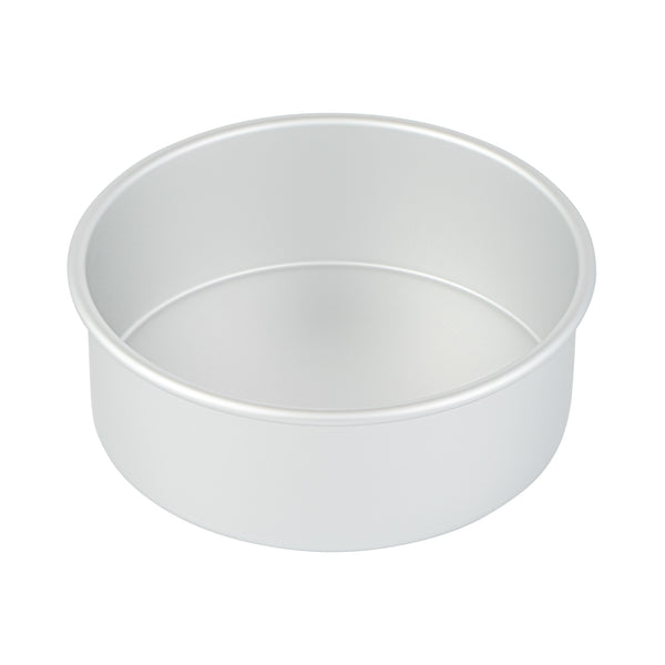 Restaurantware Met Lux Round Aluminum Straight-Sided Cake Pan - 8" X 8" X 3" - 12 Count Box