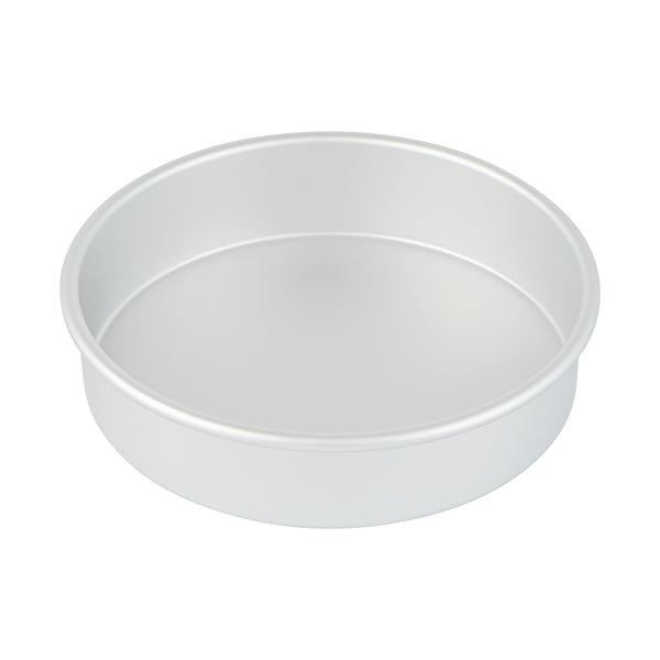 Restaurantware Met Lux Round Aluminum Straight-Sided Cake Pan - 8" X 8" X 2" - 12 Count Box