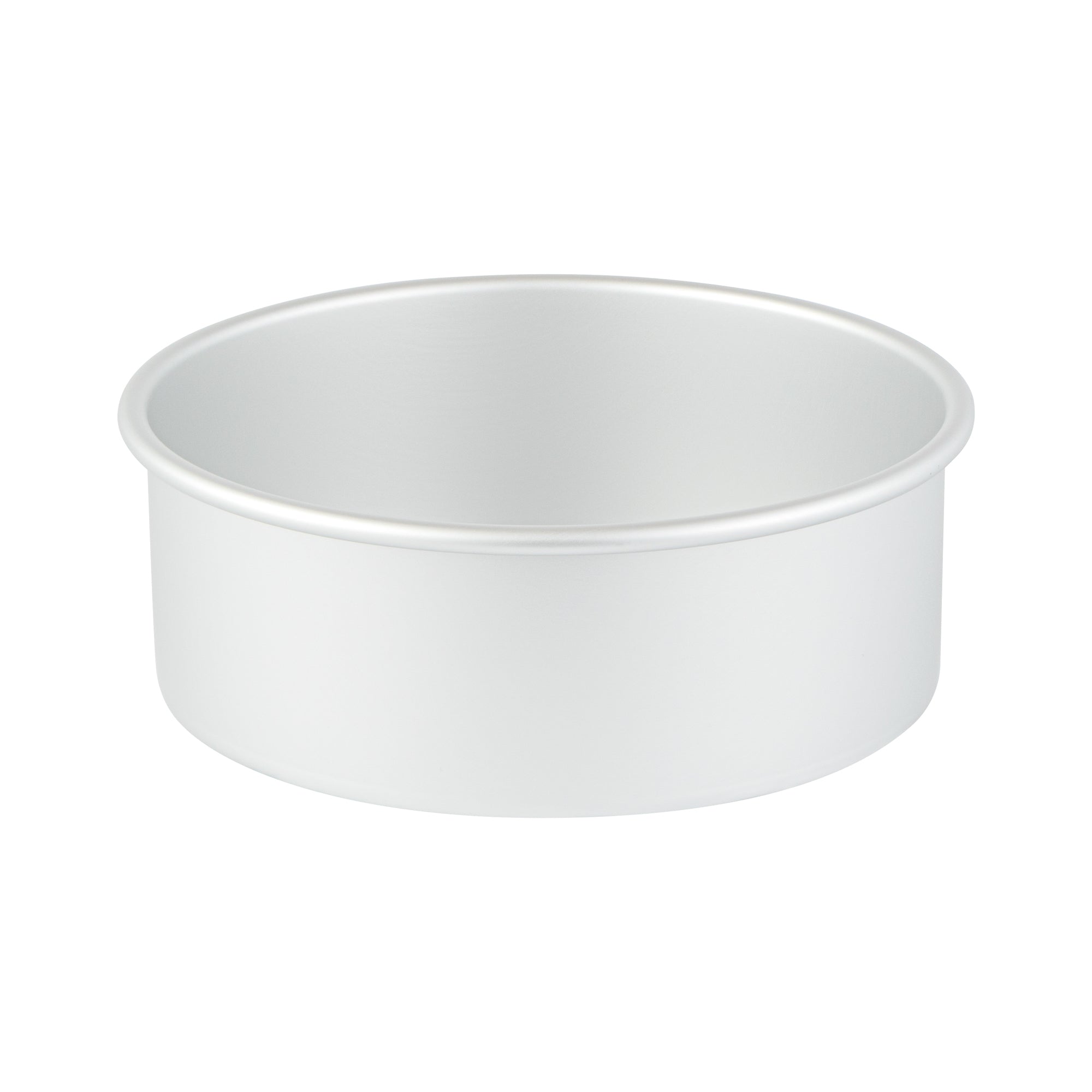 restaurantware Met Lux Round Aluminum Straight-Sided Cake Pan - 8" x 8" x 3" - 12 count box