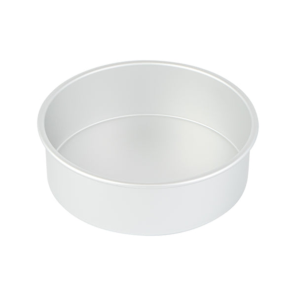 Restaurantware Met Lux Round Aluminum Straight-Sided Cake Pan - 9" X 9" X 3" - 12 Count Box