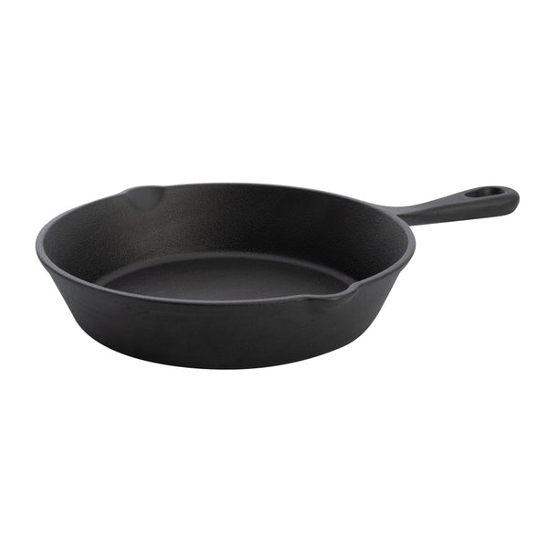 Restaurantware Met Lux Round Black Cast Iron 8" Fry Pan - Pre-seasoned - 1 Count Box