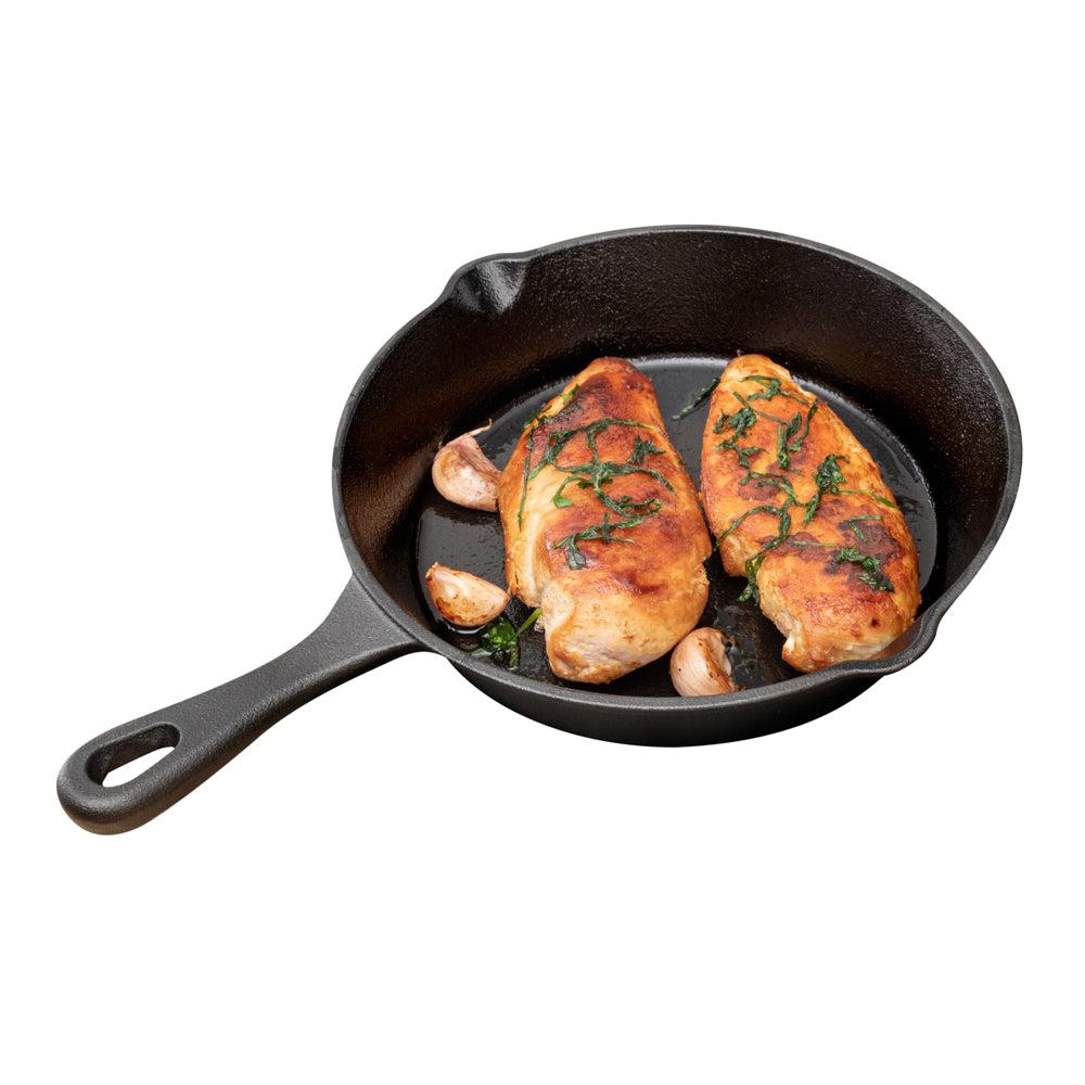 restaurantware Met Lux Round Black Cast Iron 8" Fry Pan - Pre-seasoned - 1 count box