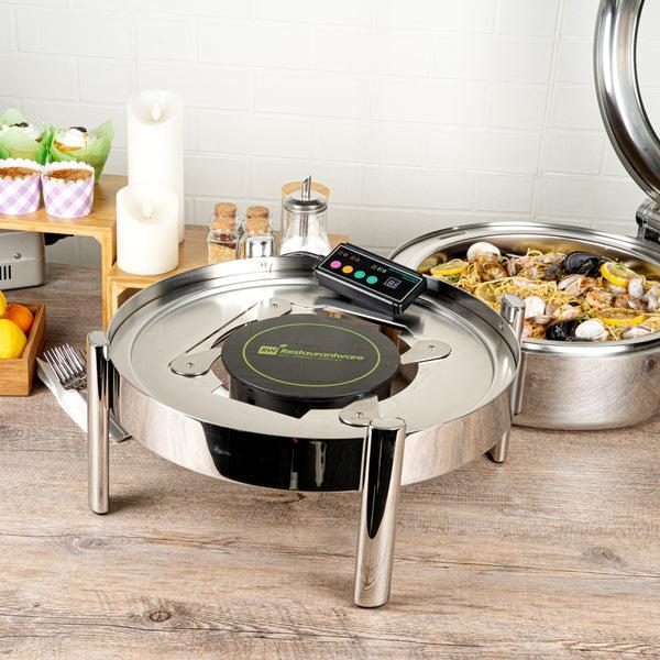 Restaurantware Met Lux Round Black Induction Warming Unit - For Compatible Chafers 500W Adjustable - 9 1/2" X 9 1/2" X 3" - 1 Count Box