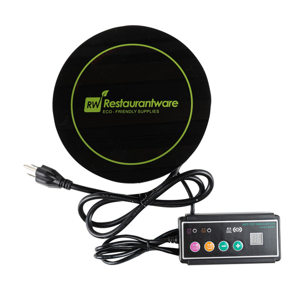 Restaurantware Met Lux Round Black Induction Warming Unit - For Compatible Chafers 500W Adjustable - 9 1/2" X 9 1/2" X 3" - 1 Count Box