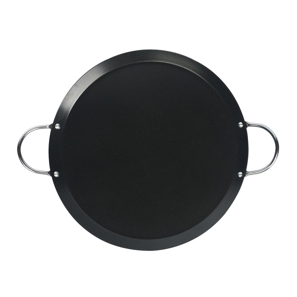 Restaurantware Met Lux Round Carbon Steel Griddle - Non-Stick With Chrome Handles - 11" - 10 Count Box
