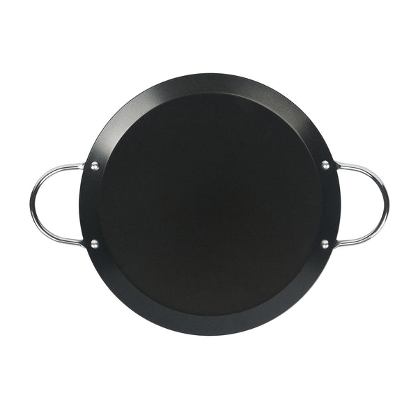 Restaurantware Met Lux Round Carbon Steel Griddle - Non-Stick With Chrome Handles - 9" - 10 Count Box