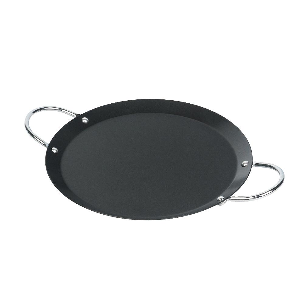 restaurantware Met Lux Round Carbon Steel Griddle - Non-Stick with Chrome Handles - 9" - 10 count box