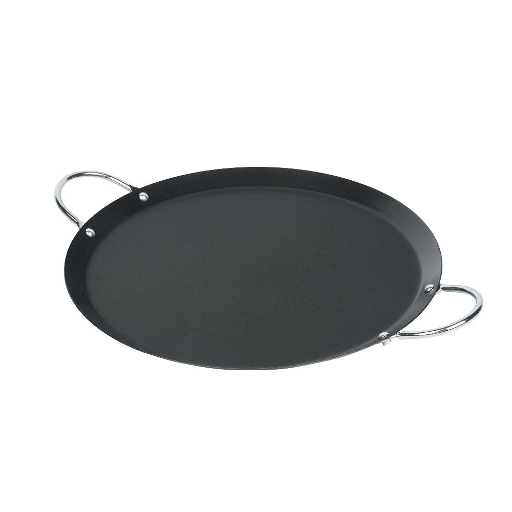 restaurantware Met Lux Round Carbon Steel Griddle - Non-Stick with Chrome Handles - 11" - 10 count box