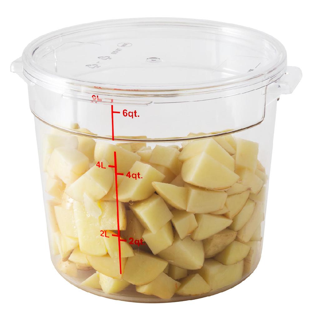 restaurantware Met Lux Round Clear Plastic Food Storage Container Lid - Fits 6 and 8 qt - 8 3/4" x 8 3/4" x 1/2" - 10 count box