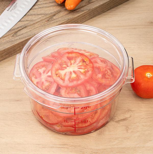 Restaurantware Met Lux Round Clear Plastic Food Storage Container Lid - Fits 2 And 4 Qt - 7 1/4" X 7 1/4" X 1/2" - 10 Count Box