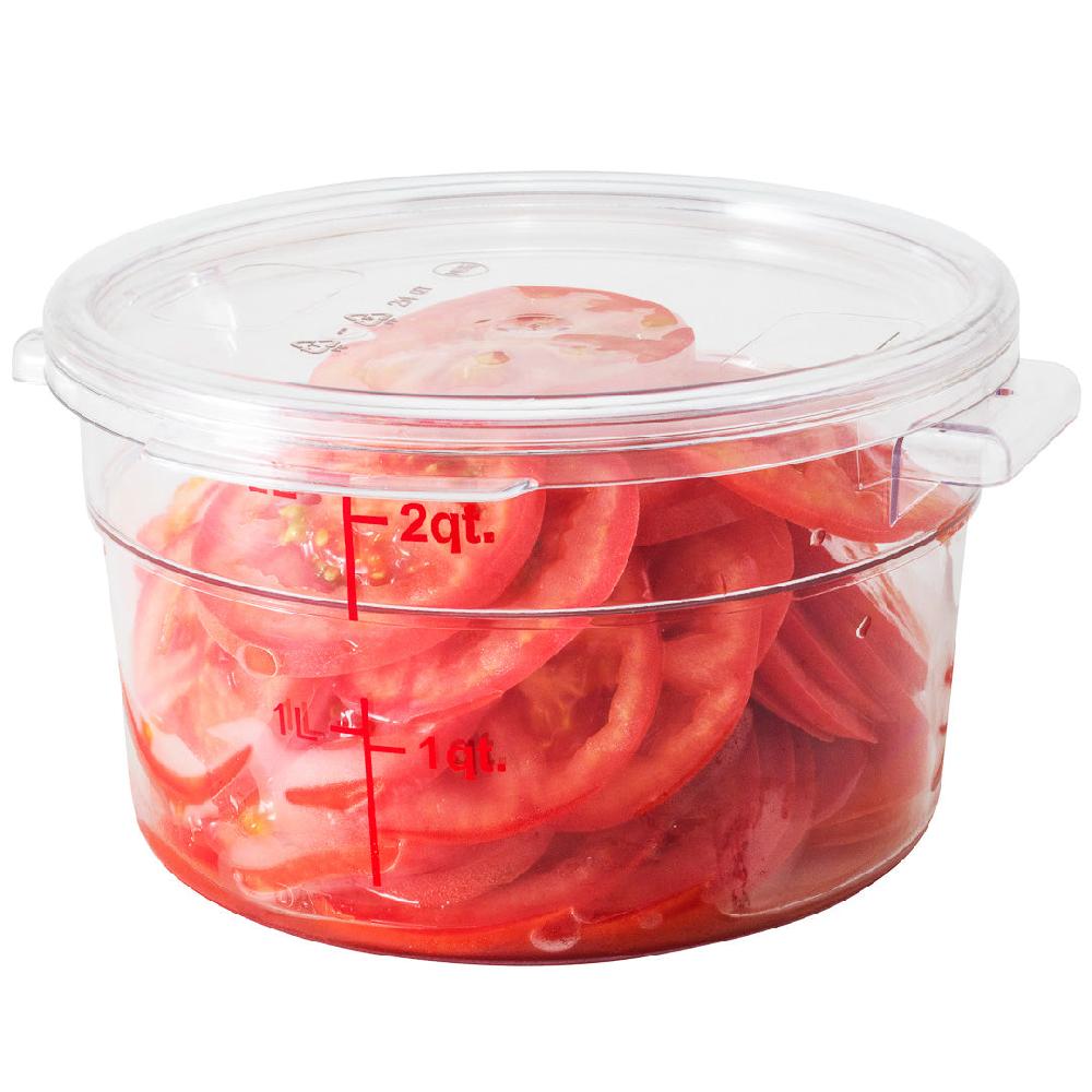 restaurantware Met Lux Round Clear Plastic Food Storage Container Lid - Fits 2 and 4 qt - 7 1/4" x 7 1/4" x 1/2" - 10 count box