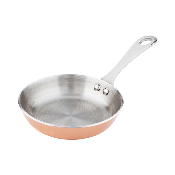Restaurantware Met Lux Round Copper And Stainless Steel Mini Frying Pan - 4" X 4" X 3/4" - 1 Count Box