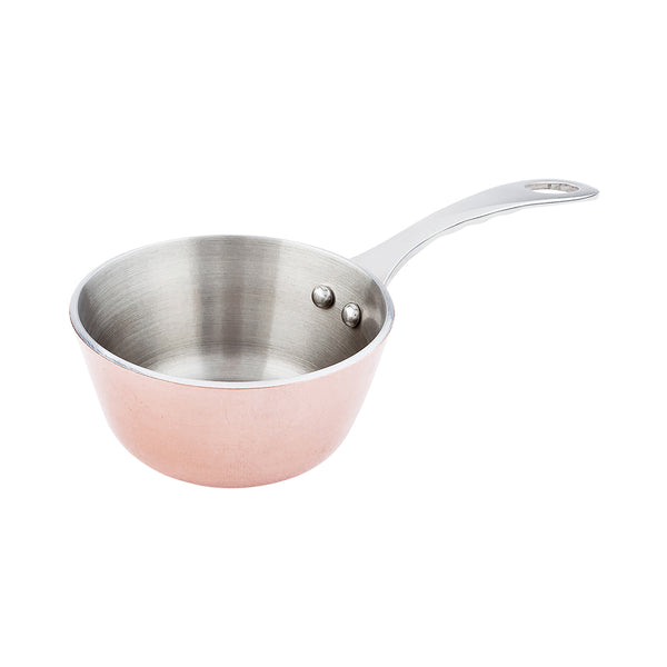 Restaurantware Met Lux Round Copper And Stainless Steel Mini Sauce Pan - 7" X 3 1/2" X 2" - 1 Count Box