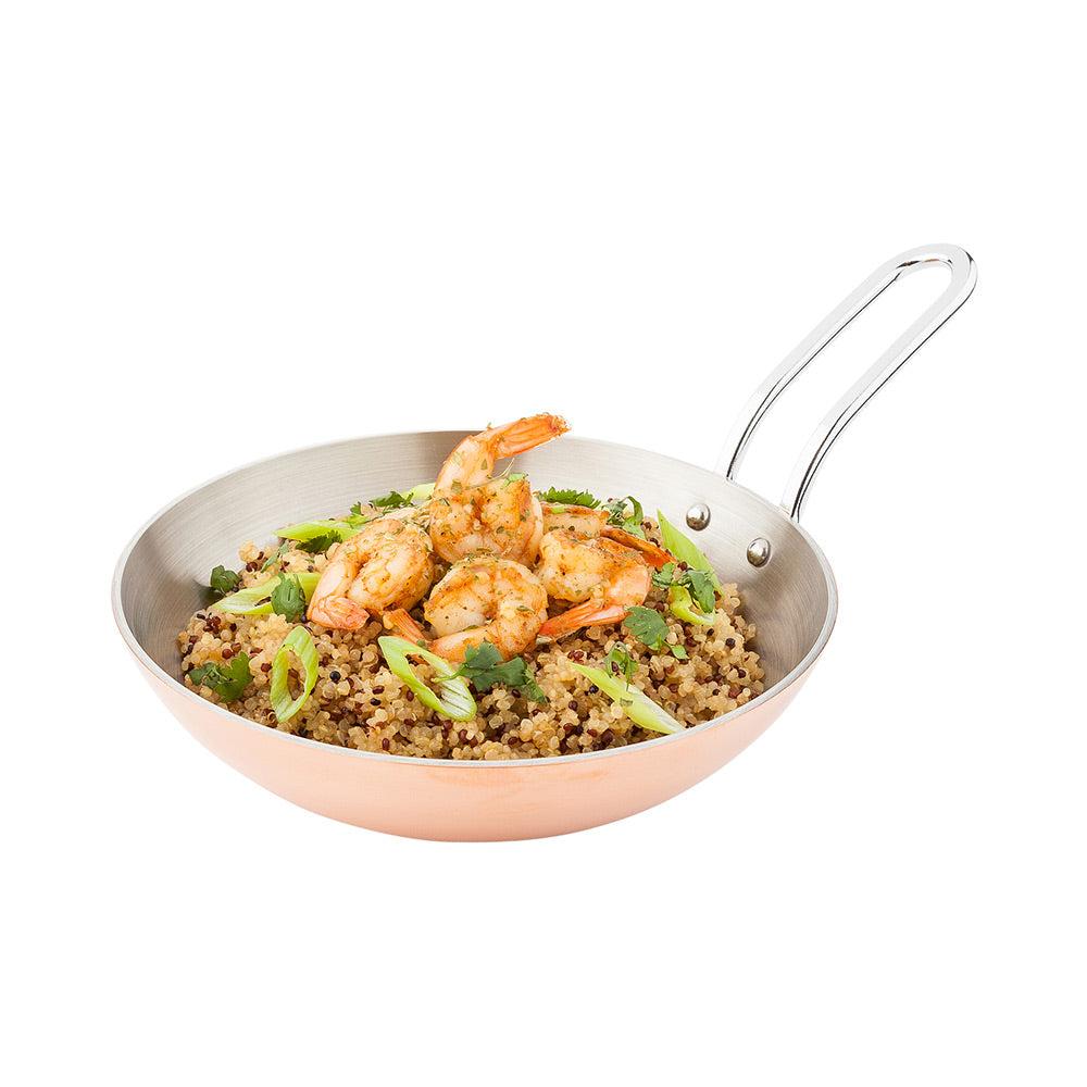 restaurantware Met Lux Round Copper and Stainless Steel Mini Skillet - 6 1/2" x 6 1/2" x 1 1/2" - 1 count box