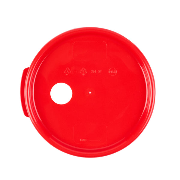 Restaurantware Met Lux Round Red Plastic Lid - Fits 4 Qt Food Storage Container - 1 Count Box