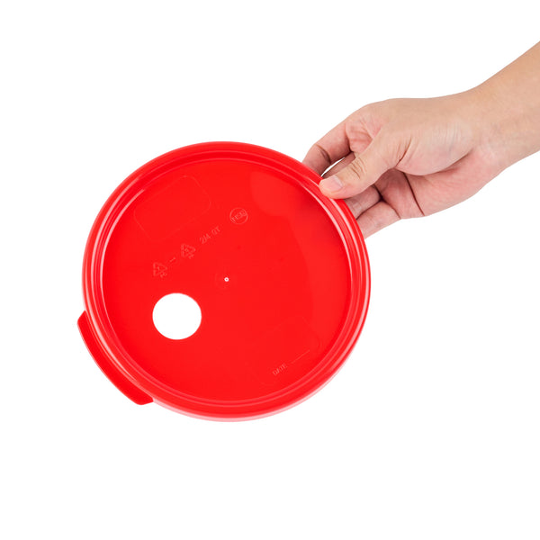 Restaurantware Met Lux Round Red Plastic Lid - Fits 4 Qt Food Storage Container - 1 Count Box