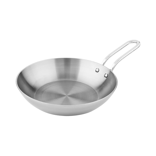 Restaurantware Met Lux Round Silver Stainless Steel Mini Skillet - 6 1/2" X 6 1/2" X 1 1/2" - 1 Count Box