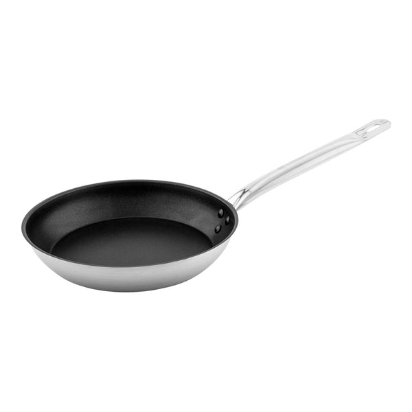 Restaurantware Met Lux Round Stainless Steel 10" Fry Pan - Non-Stick Induction Ready - 1 Count Box