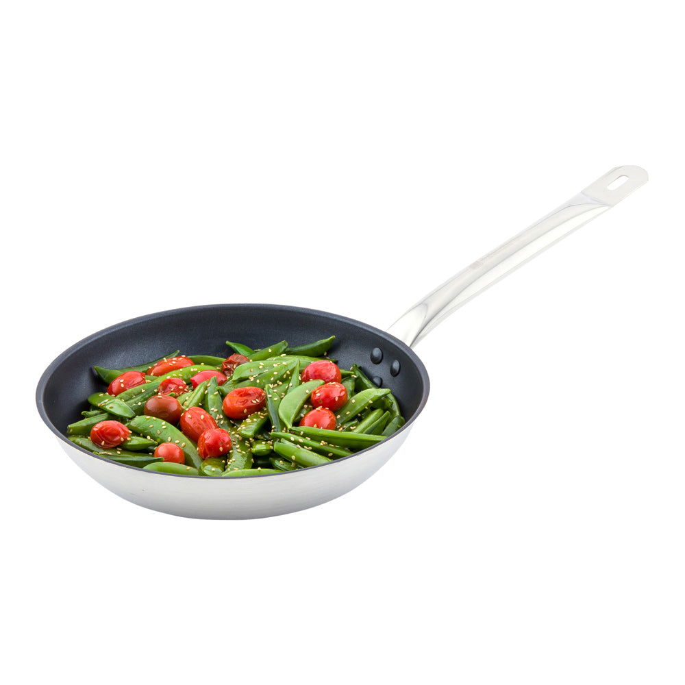 restaurantware Met Lux Round Stainless Steel 10" Fry Pan - Non-Stick Induction Ready - 1 count box