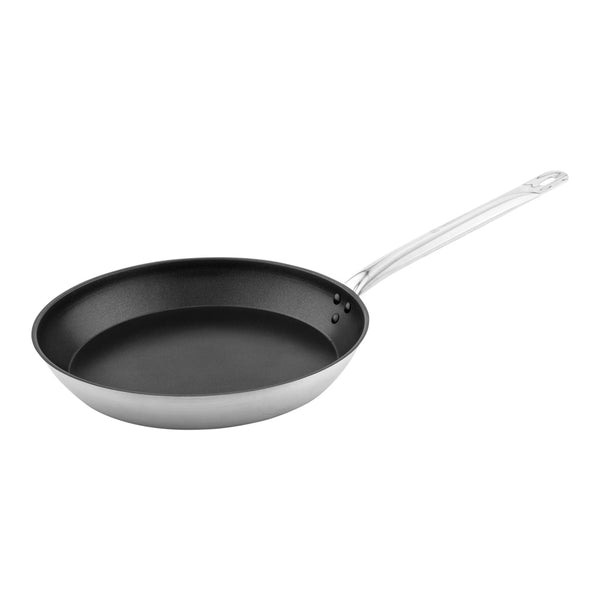 Restaurantware Met Lux Round Stainless Steel 12" Fry Pan - Non-Stick Induction Ready - 1 Count Box