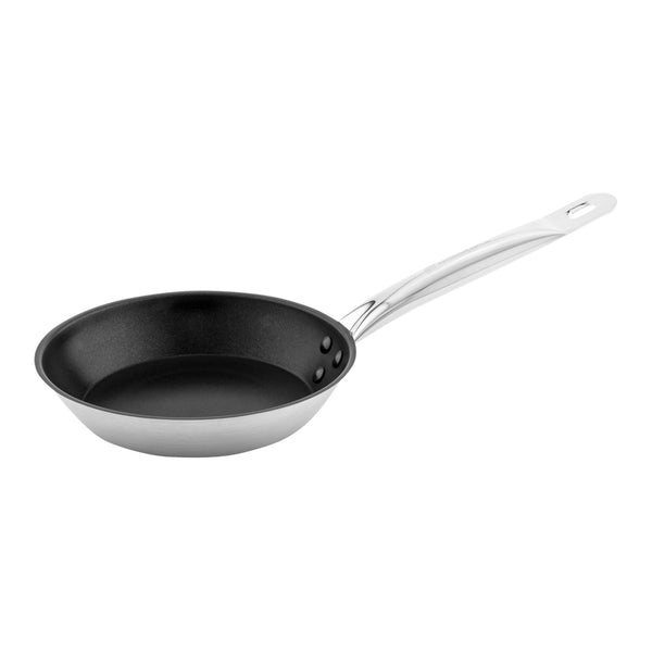 Restaurantware Met Lux Round Stainless Steel 8" Fry Pan - Non-Stick Induction Ready - 1 Count Box