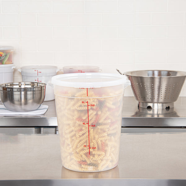Restaurantware Met Lux Round Translucent Plastic Food Storage Container Lid - Fits 6 And 8 Qt - 10 Count Box