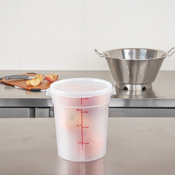 Restaurantware Met Lux Round Translucent Plastic Food Storage Container Lid - Fits 2 And 4 Qt - 10 Count Box