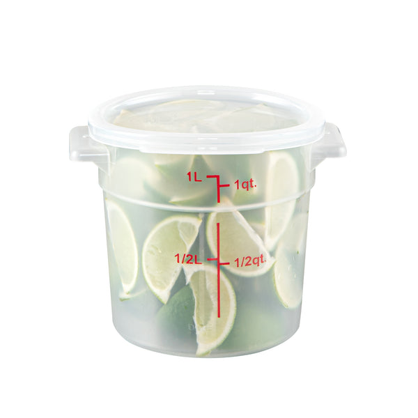 Restaurantware Met Lux Round Translucent Plastic Food Storage Container Lid - Fits 1 Qt - 10 Count Box
