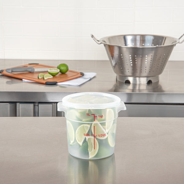 Restaurantware Met Lux Round Translucent Plastic Food Storage Container Lid - Fits 1 Qt - 10 Count Box