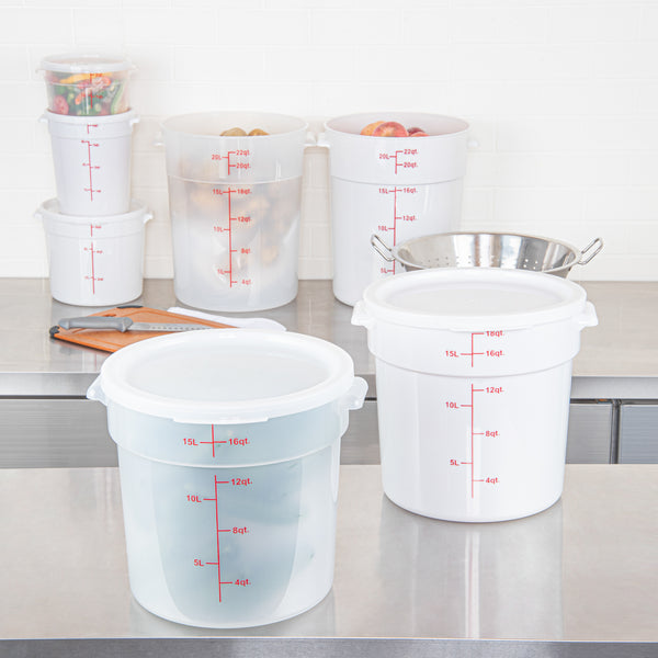 Restaurantware Met Lux Round Translucent Plastic Food Storage Container Lid - Fits 12 18 And 22 Qt - 10 Count Box