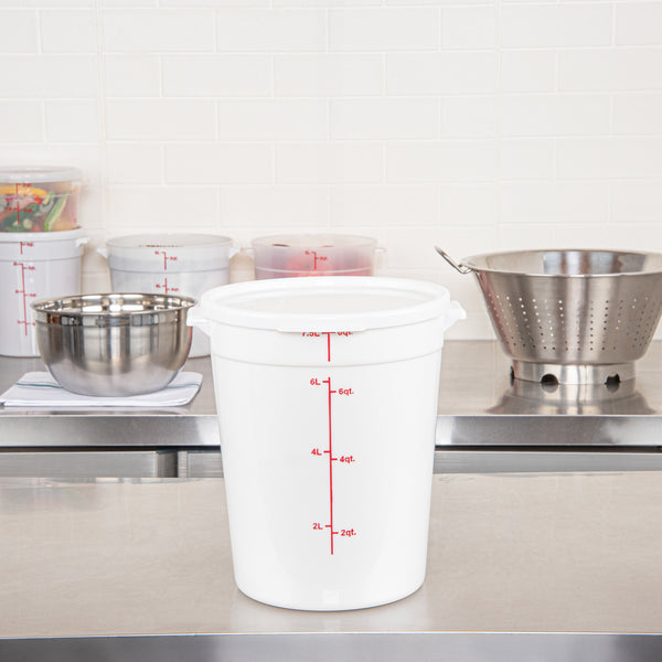 Restaurantware Met Lux Round White Plastic Food Storage Container Lid - Fits 6 And 8 Qt - 10 Count Box