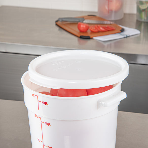 Restaurantware Met Lux Round White Plastic Food Storage Container Lid - Fits 2 And 4 Qt - 10 Count Box