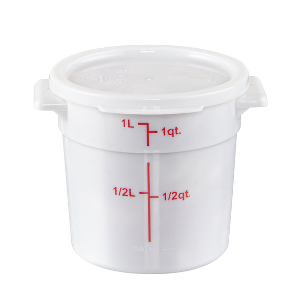 Restaurantware Met Lux Round White Plastic Food Storage Container Lid - Fits 1 Qt - 10 Count Box