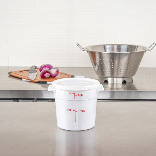 Restaurantware Met Lux Round White Plastic Food Storage Container Lid - Fits 1 Qt - 10 Count Box