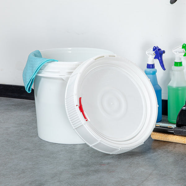 Restaurantware Met Lux Round White Plastic Screw Top Lid - For 3.5 & 5 Gal Pail Tamper-Evident UN Rated - 11 1/4" X 11 1/4" X 2 1/2" - 1 Count Box