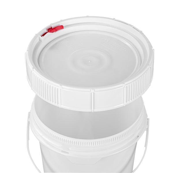 Restaurantware Met Lux Round White Plastic Screw Top Lid - For 3.5 & 5 Gal Pail Tamper-Evident UN Rated - 11 1/4" X 11 1/4" X 2 1/2" - 1 Count Box