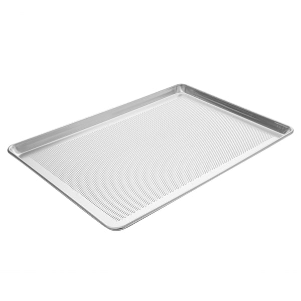 Restaurantware Met Lux Silver Aluminum Full Size Baking Sheet - Perforated - 26" X 18" X 1" - 1 Count Box