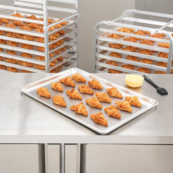 Restaurantware Met Lux Silver Aluminum Full Size Baking Sheet - Perforated - 26" X 18" X 1" - 1 Count Box