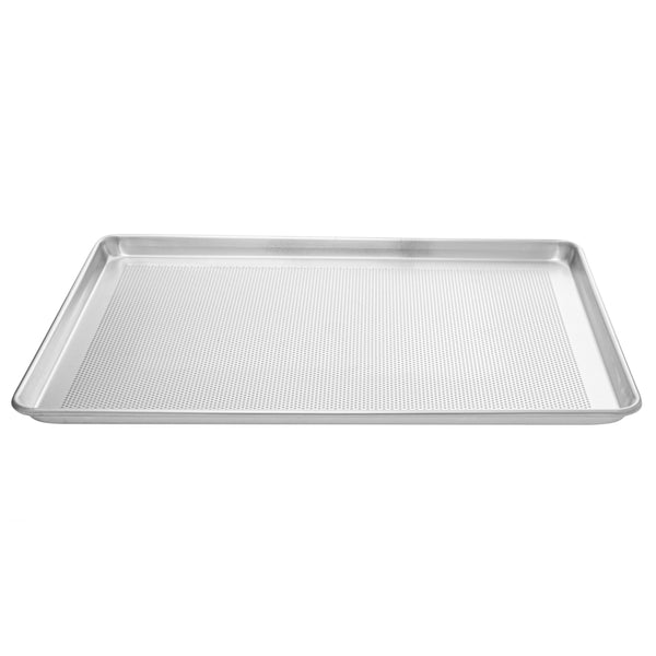 Restaurantware Met Lux Silver Aluminum Full Size Baking Sheet - Perforated - 26" X 18" X 1" - 1 Count Box