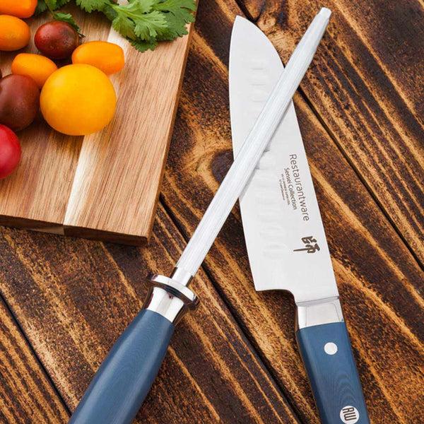 Restaurantware Met Lux Silver And Blue Steel 8" Honing Knife Tool - 1 Count Box