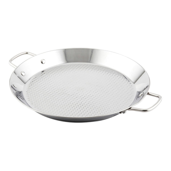 Restaurantware Met Lux Silver Stainless Steel Paella Pan - Induction Ready - 17" X 13 1/2" X 1 1/4" - 1 Count Box
