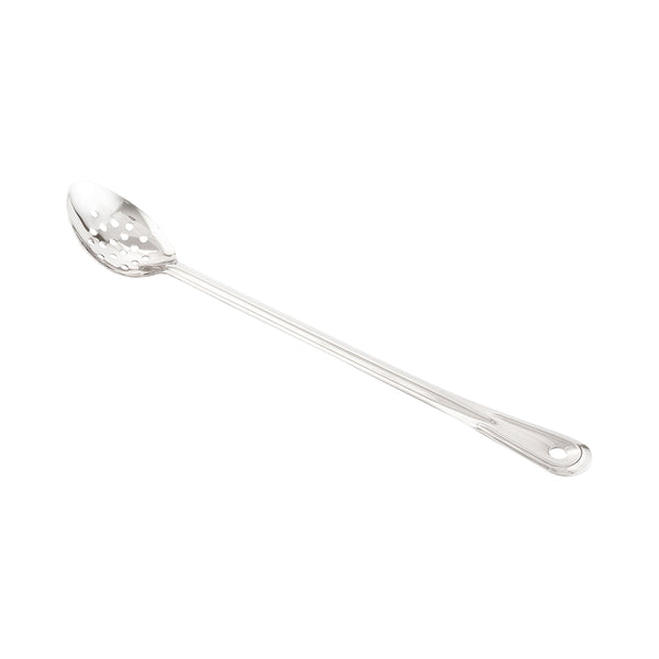 Restaurantware Met Lux Silver Stainless Steel Professional Serving Spoon - Perforated - 18" - 1 Count Box