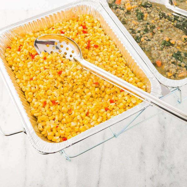 Restaurantware Met Lux Silver Stainless Steel Professional Serving Spoon - Perforated - 18" - 1 Count Box