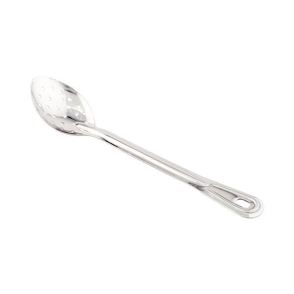 Restaurantware Met Lux Silver Stainless Steel Professional Serving Spoon - Perforated - 13" - 1 Count Box