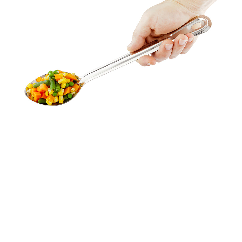 restaurantware Met Lux Silver Stainless Steel Professional Serving Spoon - Perforated - 13" - 1 count box